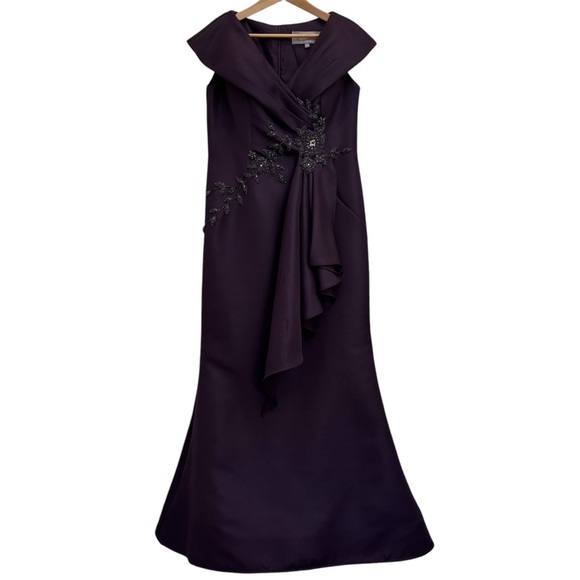 Marsoni by Colors MV1086 Embellished V Neck Mermaid Gown Eggplant Size 12 - Picture 6 of 15